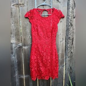Romance Language Red Backless Lace Dress